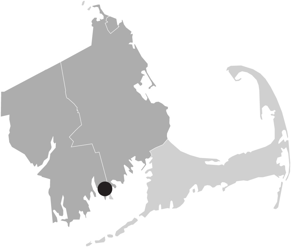 Map image of southcoast MA